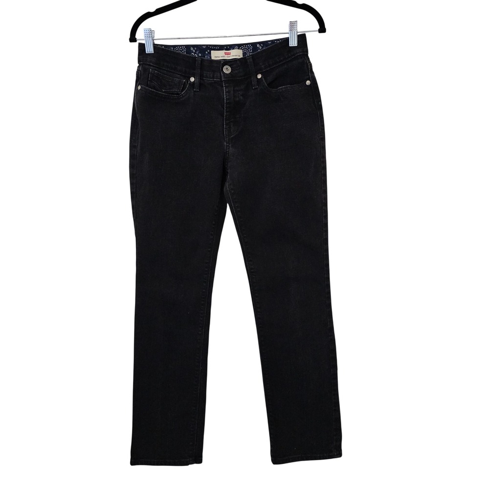 Levi's Women's 525 Perfect Waist Straight Leg Black Jeans 28 x 28‎ Black Tab